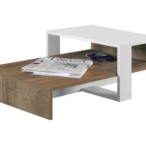 Chainell Soffbord 80 cm med Förvaring Hylla Vit/Valnötsbrun - Möbler risnedsättning