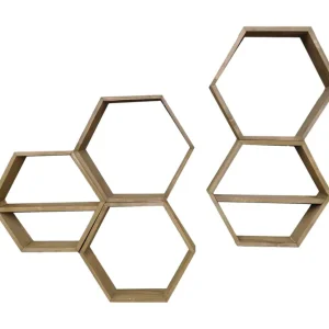 Handla nu Evila Vägghylla 5 Hexagoner Trä - Förvaring