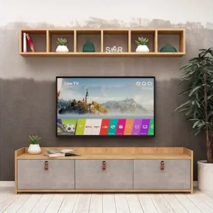 Kundfavorit Mod Design Tv-bänk med Vägghylla Grå/Trä - Möbler