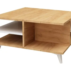 Mod Design Soffbord 80 cm med Förvaring Hyllor Trä/Vit - Möbler Begränsat erbjudande
