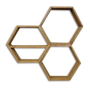 Endast denna vecka Evila Vägghylla 3 Hexagoner Trä - Förvaring