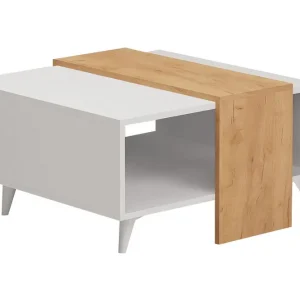 Mod Design Soffbord 80 cm med Förvaring Hylla Trä/Vit - Möbler Kampanj