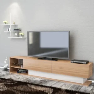 Lofita Tv-bänk Vit/Teak - Möbler Lågt pris