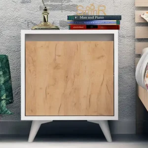 Mod Design Sängbord 45 cm med Förvaring Skåp Trä/Vit - Möbler Snabb leverans