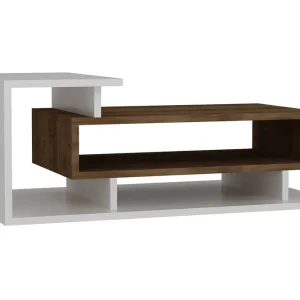 Soffbord Joshua 90 cm Vit/Valnötsbrun - Möbler Reapris