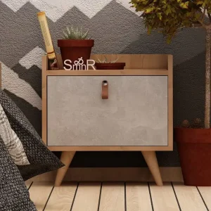 Mod Design Sängbord 50 cm med Förvaring Skåp Trä/Vit - Möbler Bästa pris