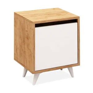 Mod Design Sängbord 45 cm med Förvaring Vitt Skåp Trä/Vit - Möbler Populärt val