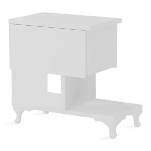 Trygg betalning Decorotika Sängbord 46 cm med Förvaring Låda + Hyllor Ben Vit - Möbler