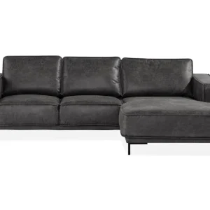 Akron 2-sits Soffa med Divan Höger Bondedläder - Möbler Nyhet