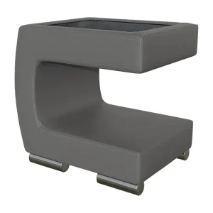 Honstad Sängbord 32 cm Vänster Konstläder/Glas/Mörkgrå/Svart - Möbler Bästa pris