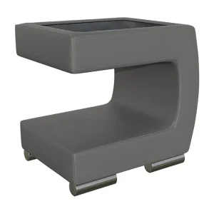 Honstad Sängbord 32 cm Höger Konstläder/Glas/Mörkgrå/Svart - Möbler Sänkt pris