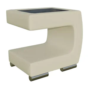 Honstad Sängbord 32 cm Höger Konstläder/Glas/Beige/Svart - Möbler Endast denna vecka