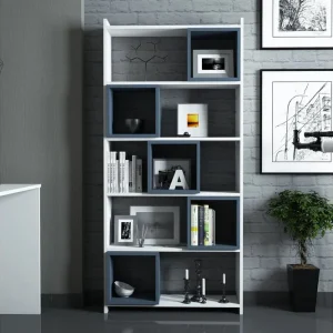 Säker betalning Hovdane Skrivbord 120 cm med Förvaring + Vägghylla + Vit/Blå - Möbler