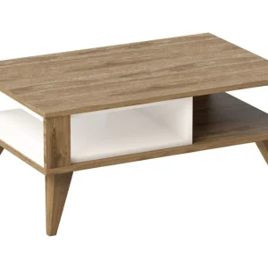 Hejde Soffbord 90 cm med Förvaring Hylla Brun/Vit - Möbler Fynd