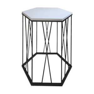 Billig Falan Sidobord 40 cm Hexagon Vit/Svart - Möbler