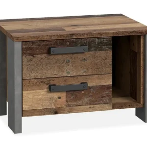 Lägg i varukorgen Cadle Sängbord 62 cm med Förvaring 2 Lådor + Hylla Brun/Grå - Möbler