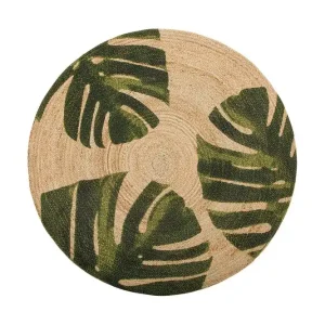 Snabb frakt Byner Matta med Monsteramotiv Rund 140 cm Beige - Textil & mattor