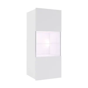 Tessan Smalt Vägghängt Vitrinskåp 32 cm djup 45 cm bred 117 cm hög Ljust Trä Glas - Förvaring Säker betalning