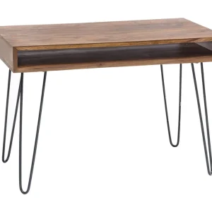 Begränsat antal Wohnling Langner Skrivbord 110 cm med Förvaring Hylla Massivt Trä/Svart - Möbler
