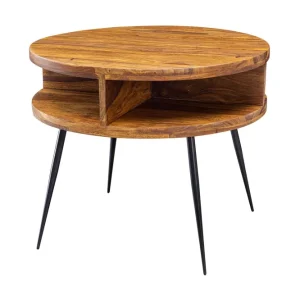 Beställ nu Wohnling Irias Soffbord 60 cm med Förvaring Hylla Runt Massivt Trä/Svart - Möbler