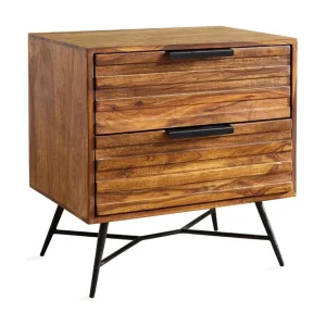 Wohnling Kimbal Sängbord 60 cm med Förvaring 2 Lådor Massivt Trä/Svart - Möbler Lägg i varukorgen