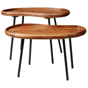 Wohnling Mondry Soffbord 79 cm Njurformat Massivt Trä/Svart - Möbler Kampanj