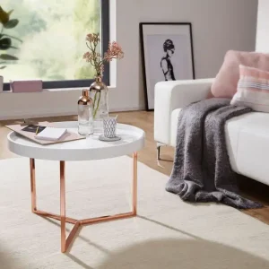 Billigare Wohnling Dhir Soffbord 59 cm Runt Vit/Mässing - Möbler