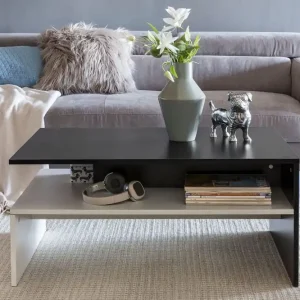 Begränsad tid Wohnling Ketchum Soffbord 90 cm med Förvaring Hylla Svart/Vit - Möbler