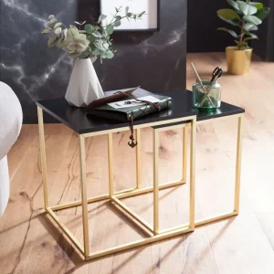 Bästa pris Wohnling Geancarlo Satsbord 48 cm 2 Bord Svart/Guld - Möbler