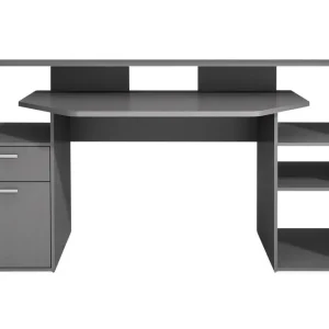 Harvilchuck Skrivbord med Förvaring Hyllor + Låda + Skåp Grå - Möbler Premium