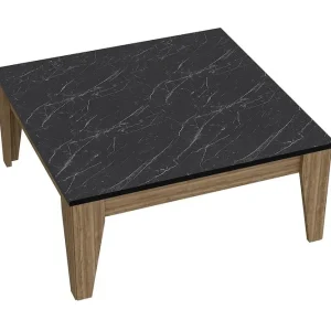 Sincerely Soffbord 85 cm Marmormönster Svart/Valnötsbrun - Möbler Kampanj