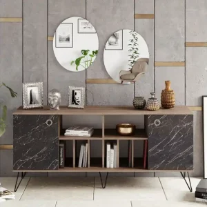 Fynd Dregrich Sidobord 180 cm Valnöt|Svart - Förvaring