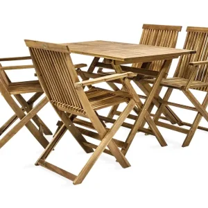 Rea Finlay Matgrupp Utomhus 110x75 cm + 4 Utestolar Akacia - Utemöbler & utemiljö