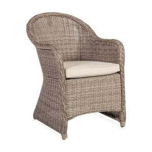 Premium Utestol TOSCANA med kudde 60x69xH86 färg: gråbeige - Utemöbler & utemiljö