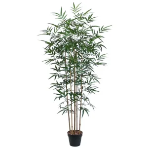 Grön växt BAMBOO H150cm 5 grenar svart kruka - Inredning Fynd