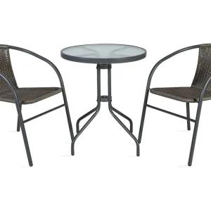 Erbjudandepris Balkong set BISTRO Utebord och 2 Utestolar D60xH70 grå - Utemöbler & utemiljö