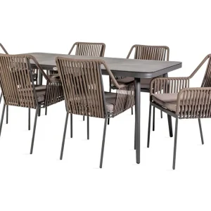 Möbelset ANDROS Utebord och 6 Utestolar 180x90xH75cm - Utemöbler & utemiljö Kampanj