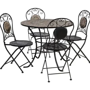 Set Mosaic Utebord Och 4 Utestolar Metallram Svart - Utemöbler & utemiljö Begränsad tid