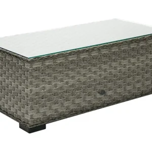 Nyhet Geneva Soffbord och Loungebord Utomhus 105 cm Konstrotting Glas Vit - Utemöbler & utemiljö