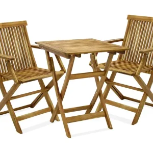 Nedsatt pris Finlay Balkongset 60x60 cm + 2 Karmstolar Utomhus Akacia - Utemöbler & utemiljö