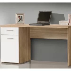 Lågt pris Zafeer Skrivbord 140 cm med Förvaring Låda + Skåp Brun/Vit - Möbler