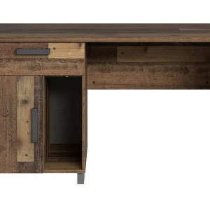 Lazarius Skrivbord 155 cm med Förvaring Skåp + Låda + Hylla Brun/Grå - Möbler Erbjudande