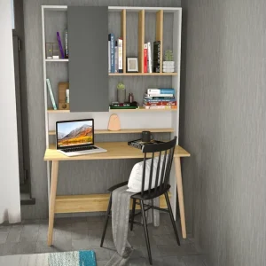 Begränsad tid Andifli Skrivbord 60x196,6x120 cm med förvaring Vit - Möbler