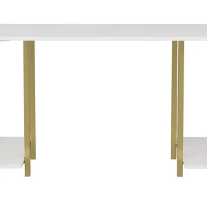 Malem Skrivbord 60x73,8x125,2 cm med förvaring Guld/Vit - Möbler Lägg i varukorgen