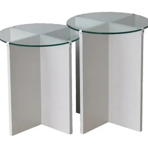 Trygg betalning Teratio Satsbord 60x40x60 cm Runt Vit - Möbler