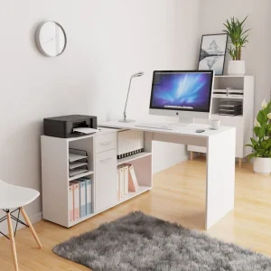 Armacao Hörnskrivbord 120 cm med Förvaring Vit/Beige - Möbler Begränsad tid