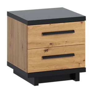 risnedsättning Ingram Sängbord 40 cm med Förvaring 2 Lådor Ekfärg/Svart - Möbler