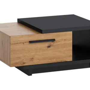 Premium Ingram Soffbord 90 cm med Förvaring Låda + Hylla Natur/Svart - Möbler