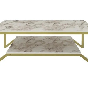 Andifli Soffbord 60x45,8x120 cm Guld/Vit - Möbler I lager
