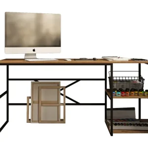 Trygg betalning Parythe Skrivbord 160x75x160 cm med förvaring Grön - Möbler